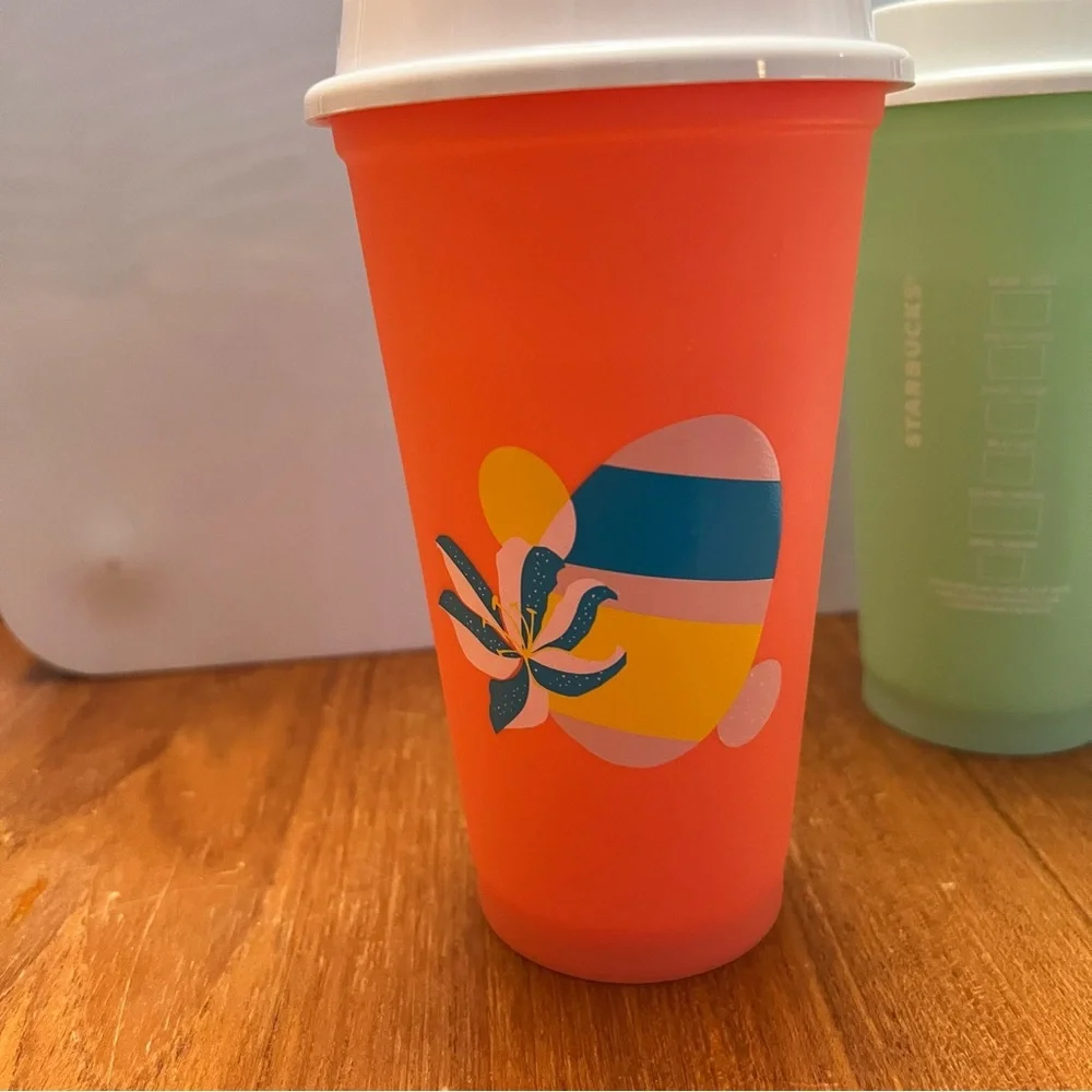 Starbucks 2021 Reusable Colorful Easter Bunny Tumblers 16 oz‎
